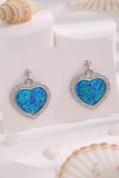 Platinum-Plated Opal Heart Earrings