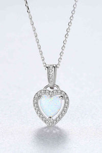 Opal Heart Pendant 925 Sterling Silver Necklace