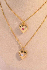 Zircon Heart Shape 14K Gold-Plated Pendant Necklace