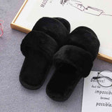 Faux Fur Double Strap Slippers