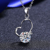 Exquisite 2 Carat Moissanite Heart 925 Sterling Silver Necklace