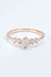 Natural Moonstone and Zircon 18K Rose Gold-Plated Ring