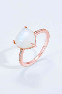 Heart-Shaped Natural Moonstone Ring