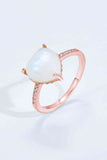 Heart-Shaped Natural Moonstone Ring