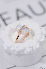Natural Moonstone Platinum-Plated Ring