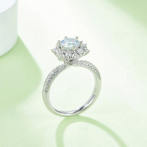 1 Carat Moissanite Flower Shape Ring in 925 Sterling Silver