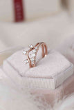 Natural Moonstone and Zircon Three-Piece Ring Set