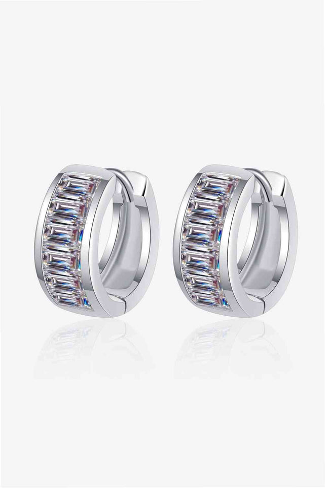 1.8 Carat Moissanite 925 Sterling Silver Huggie Earrings