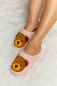 Melody Teddy Bear Print Plush Slide Slippers