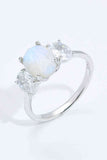 Natural Moonstone and Zircon Ring