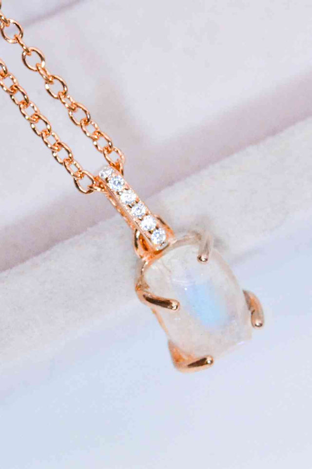 Natural Moonstone 4-Prong Pendant Necklace