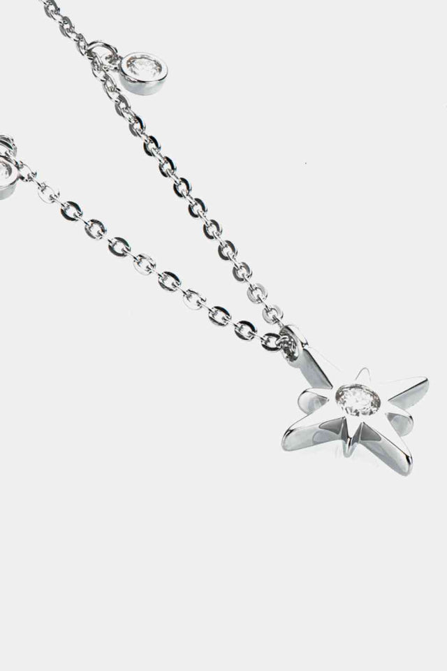 Moissanite North Star Pendant 925 Sterling Silver Necklace