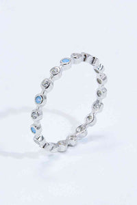 925 Sterling Silver Zircon and Natural Moonstone Ring