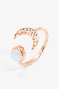 Natural Moonstone and Zircon Sun & Moon Open Ring