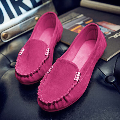 Metal Buckle Soft Round Toe Loafers