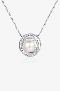 Moissanite Pearl Rhodium-Plated Necklace