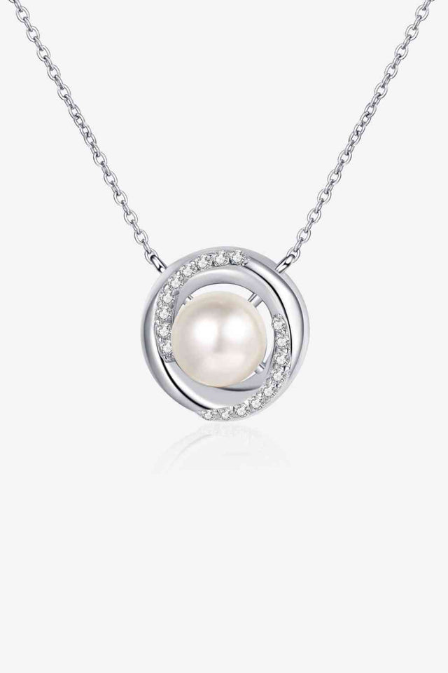 Moissanite Pearl Rhodium-Plated Necklace