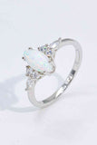 Opal and Zircon Platinum-Plated Ring