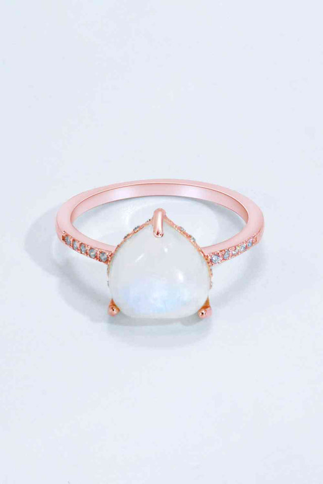 Heart-Shaped Natural Moonstone Ring