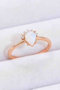 18K Rose Gold-Plated Pear Shape Natural Moonstone Ring