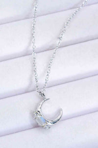 Natural Moonstone Moon Pendant Necklace