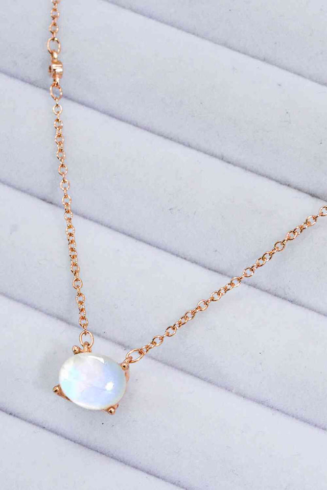 Geometric Moonstone Pendant Necklace