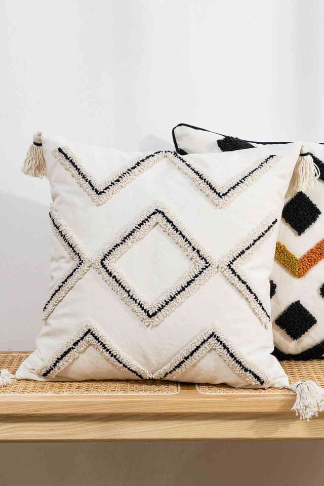 Geometric Embroidered Decorative Throw Pillow Case