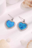 Platinum-Plated Opal Heart Earrings