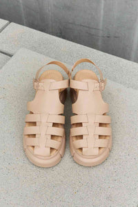 Qupid Platform Cage Stap Sandal in Tan