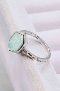 Opal Hexagon 925 Sterling Silver Ring