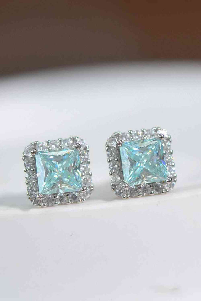 Stunning 2 Carat Moissanite Square Earrings