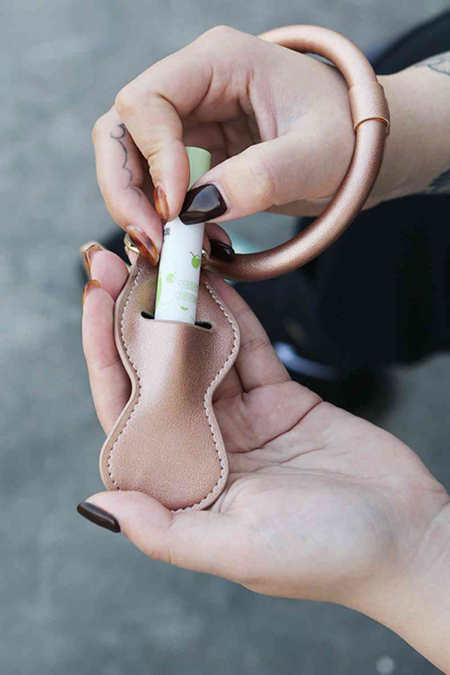 PU Wristlet Keychain with Card Holder