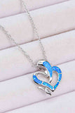 Opal Dolphin Heart Chain-Link Necklace