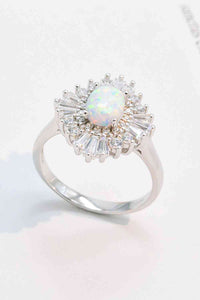 Modern 925 Sterling Silver Opal Halo Ring