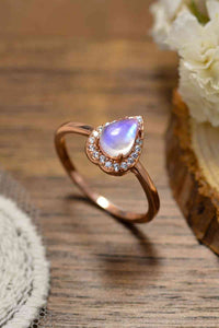 Moonstone Teardrop 925 Sterling Silver Halo Ring