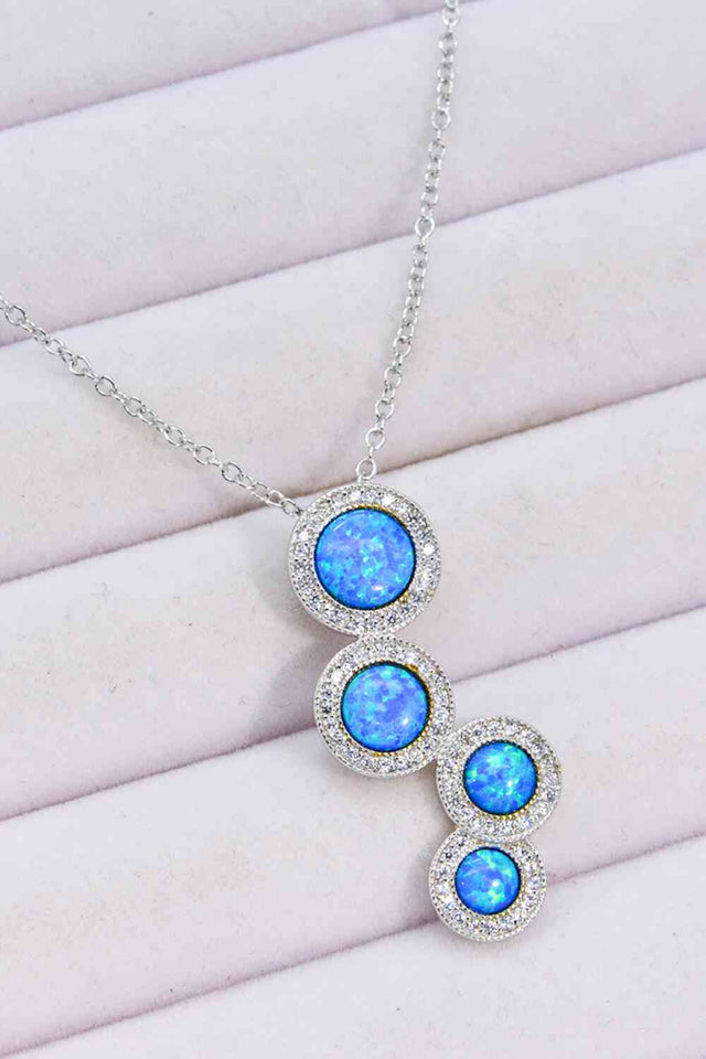 Opal Round Pendant Chain-Link Necklace