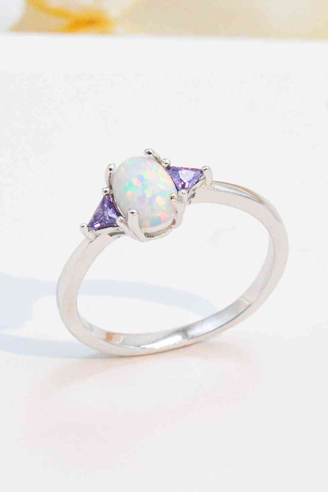 Contrast 925 Sterling Silver Opal Ring