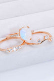 Natural Moonstone and Zircon Three-Piece Ring Set