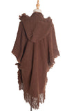 Fringe Hem Hooded Poncho