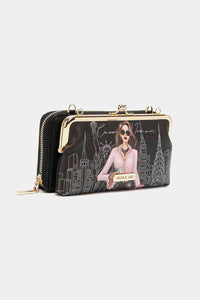 Nicole Lee USA Signature Kiss Lock Crossbody Wallet