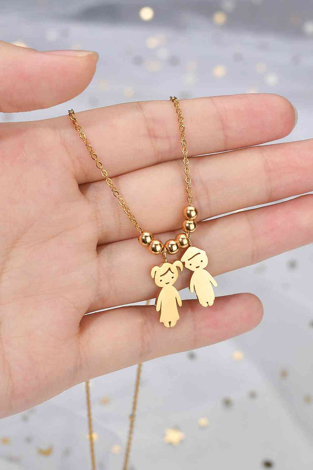 Boy and Girl Pendant Stainless Steel Necklace