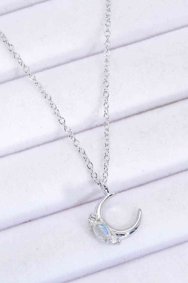 Natural Moonstone Moon Pendant Necklace