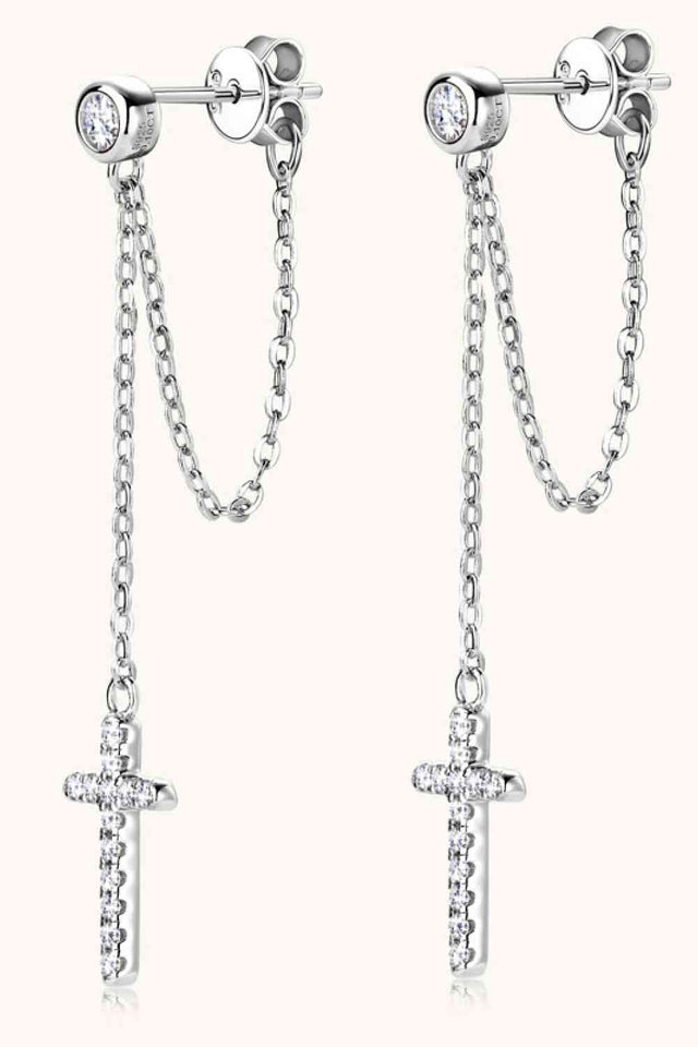 Moissanite 925 Sterling Silver Cross Earrings