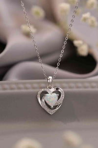 Opal Heart Pendant Necklace