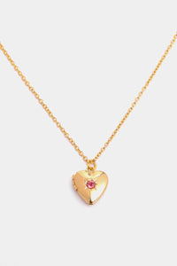 Zircon Heart Shape 14K Gold-Plated Pendant Necklace