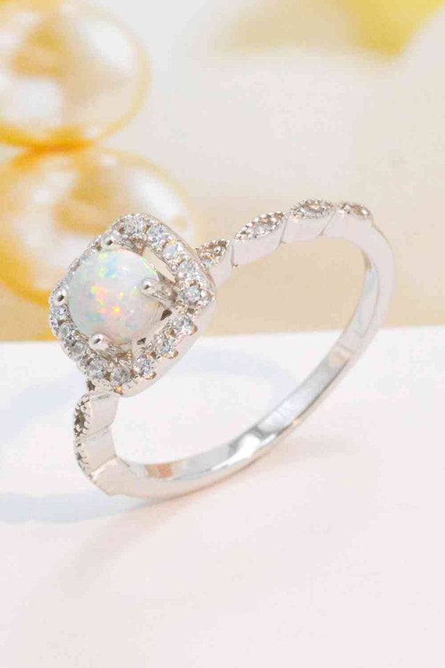 925 Sterling Silver Inlaid Opal Ring