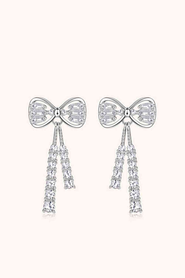 1.12 Carat Moissanite 925 Sterling Silver Bow Earrings