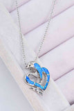 Opal Dolphin Heart Chain-Link Necklace