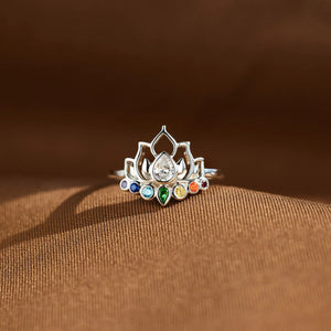 925 Sterling Silver Inlaid Zircon Lotus Shape Ring