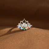 925 Sterling Silver Inlaid Zircon Lotus Shape Ring